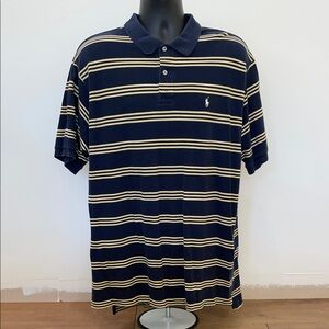 Polo by Ralph Lauren Men's Striped Navy and Cream Polo